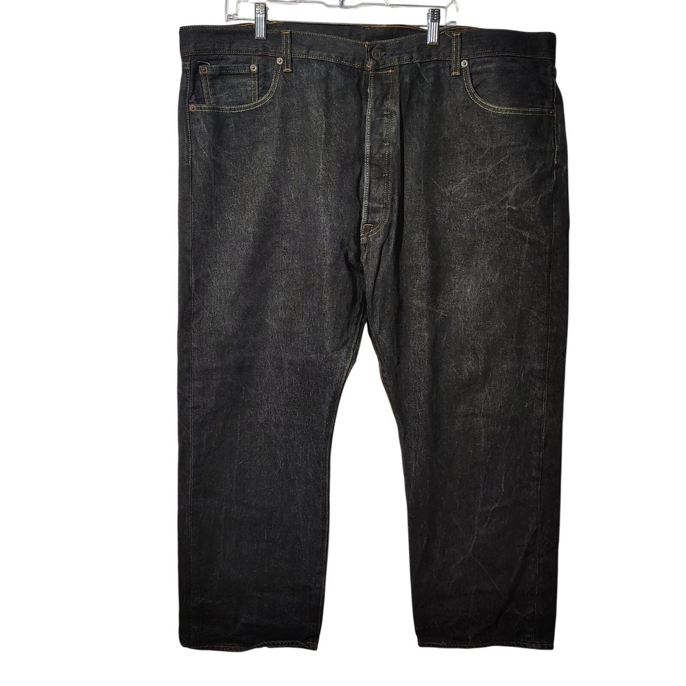 Levi's 501 Mens 46x30 Straight Leg Shrink To Fit Button Fly Black Jeans 501-0226